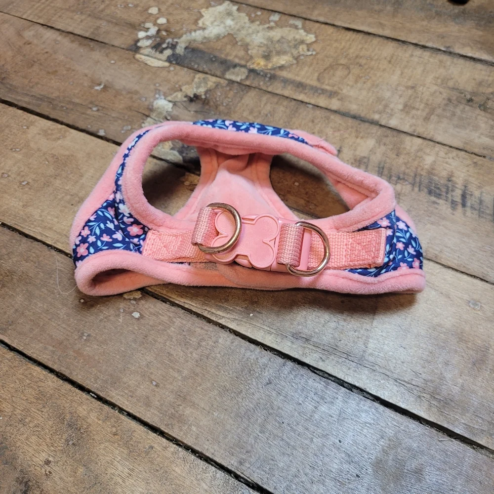 Floral Pet Harness with Pink Trim